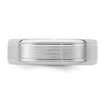 Sterling Silver Rhodium-plated 6mm Brushed Grooved Band