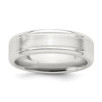 Sterling Silver 6mm Brushed Flat Grooved Beveled Edge Fancy Band