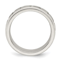 Sterling Silver 6mm Polished Flat Greek Key Design Beveled Edge Fancy Band