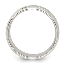 Sterling Silver 6mm Polished Flat Milgrain Beveled Edge Fancy Band