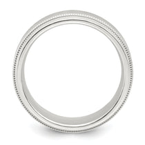 Sterling Silver 6mm Brushed Flat Milgrain Beveled Edge Fancy Band