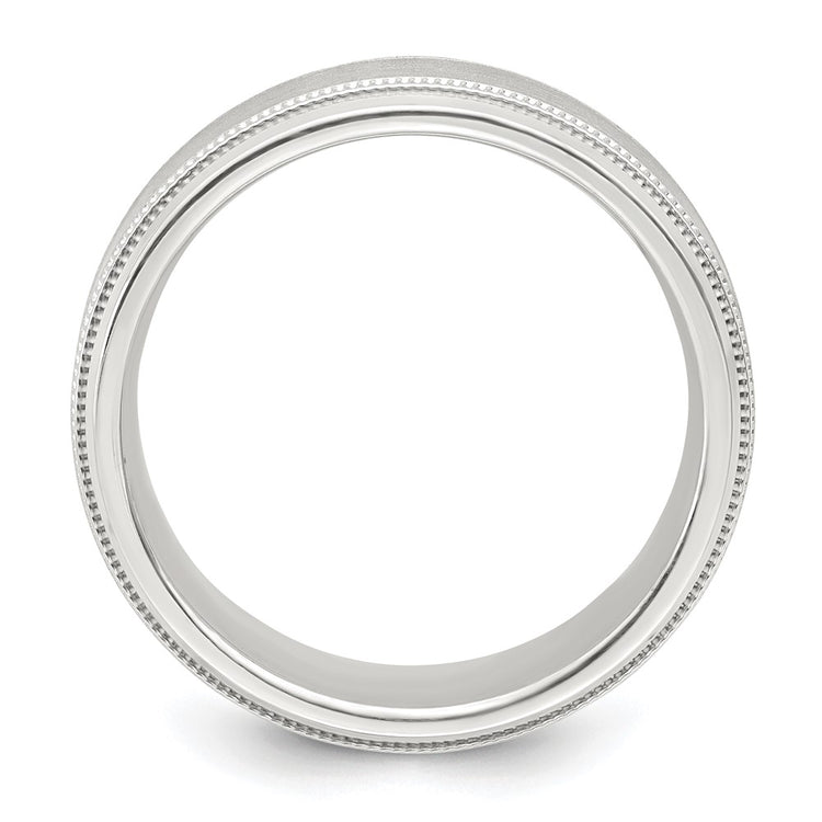 Sterling Silver 6mm Brushed Flat Milgrain Beveled Edge Fancy Band