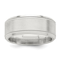 Sterling Silver 6mm Brushed Flat Milgrain Beveled Edge Fancy Band
