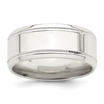 Sterling Silver 6mm Polished Flat Milgrain Beveled Edge Fancy Band