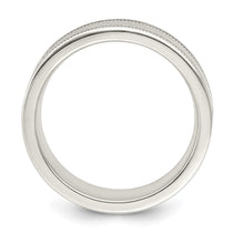 Sterling Silver 6mm Polished Flat Milgrain Grooved Edge Fancy Band