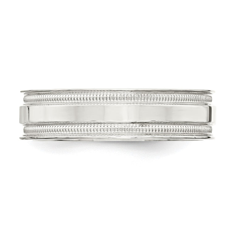 Sterling Silver 6mm Polished Flat Milgrain Grooved Edge Fancy Band