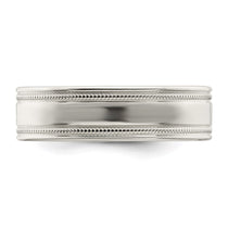 Sterling Silver 6mm Polished Flat Milgrain Grooved Edge Fancy Band