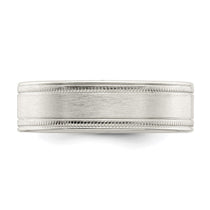 Sterling Silver 6mm Brushed Flat Milgrain Grooved Edge Fancy Band