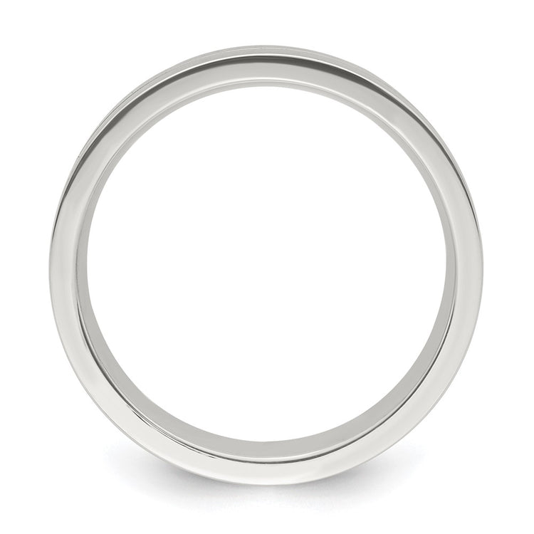 Sterling Silver 6mm Polished Flat Grooved Center Fancy Band