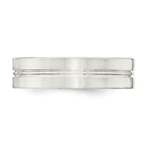 Sterling Silver 6mm Polished Flat Grooved Center Fancy Band