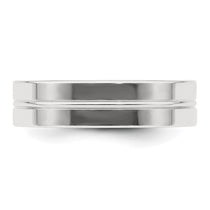 Sterling Silver 6mm Polished Flat Grooved Center Fancy Band