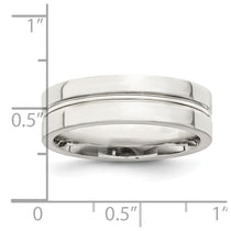 Sterling Silver 6mm Polished Flat Grooved Center Fancy Band