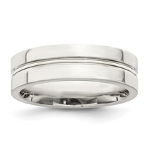 Sterling Silver 6mm Polished Flat Grooved Center Fancy Band