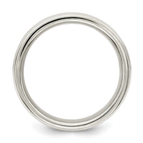 Sterling Silver 6mm Polished Flat Grooved Fancy Band