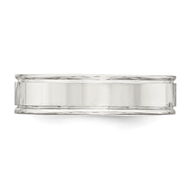 Sterling Silver 6mm Polished Flat Grooved Fancy Band