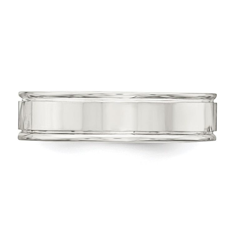 Sterling Silver 6mm Polished Flat Grooved Fancy Band