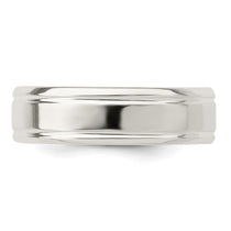 Sterling Silver 6mm Polished Flat Grooved Fancy Band