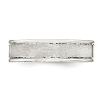 Sterling Silver 6mm Brushed Flat Grooved Fancy Band