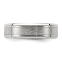 Sterling Silver 6mm Brushed Flat Grooved Fancy Band