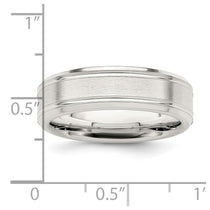 Sterling Silver 6mm Brushed Flat Grooved Fancy Band