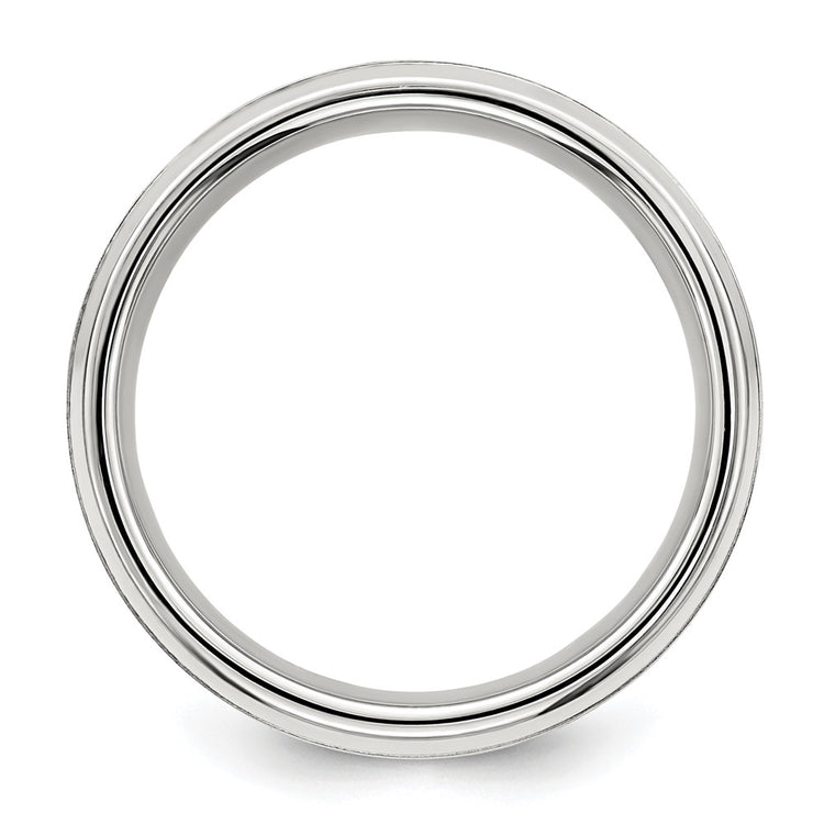 Sterling Silver Rhodium-Plated 8MM Brushed Fancy Band Wedding Band Ring
