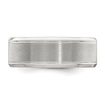 Sterling Silver Rhodium-plated 8mm Brushed Fancy Band