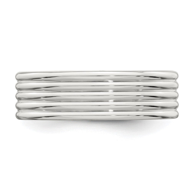 Sterling Silver 7mm Polished 5-Row Fancy Band
