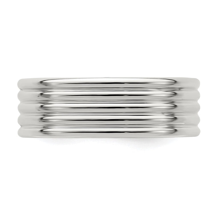 Sterling Silver 7mm Polished 5-Row Fancy Band