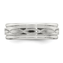 Sterling Silver 7mm Polished Flat Intertwined Design Beveled Edge Fancy Band
