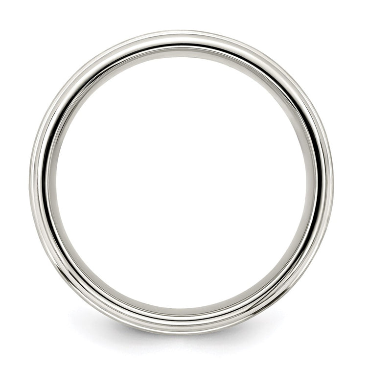 Sterling Silver 7mm Brushed Flat Intertwined Design Beveled Edge Fancy Band