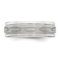Sterling Silver 7mm Brushed Flat Intertwined Design Beveled Edge Fancy Band