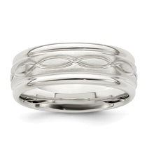 Sterling Silver 7mm Brushed Flat Intertwined Design Beveled Edge Fancy Band