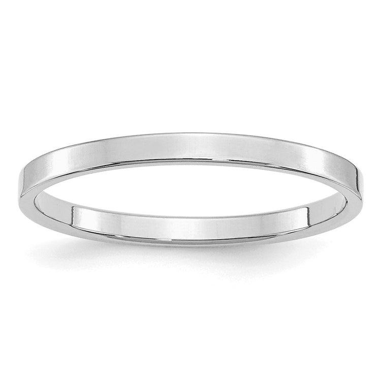 Sterling Silver Rhodium-plated 2mm Flat