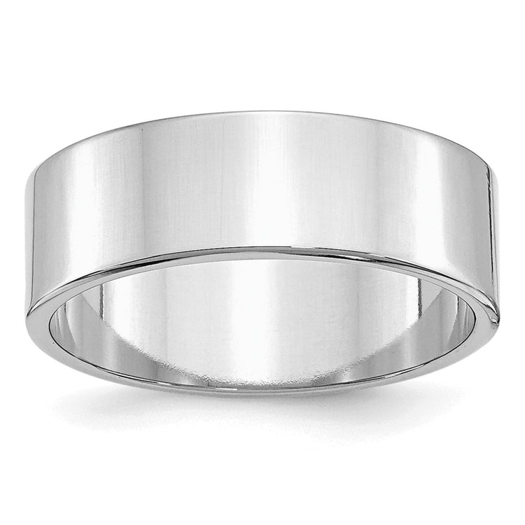 Sterling Silver Rhodium-plated 7mm Flat Size 9 Band