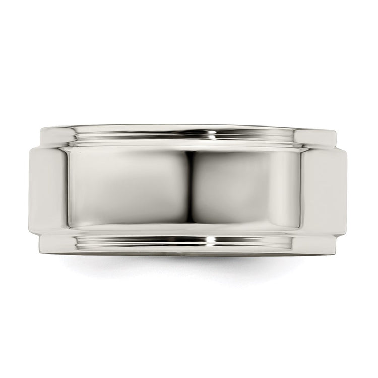 Sterling Silver 8mm Flat with Step Edge