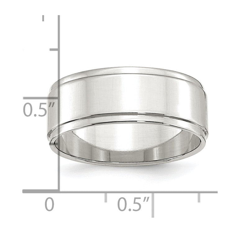 Sterling Silver 8mm Flat with Step Edge