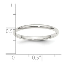 Sterling Silver Rhodium-plated 2mm Half-Round