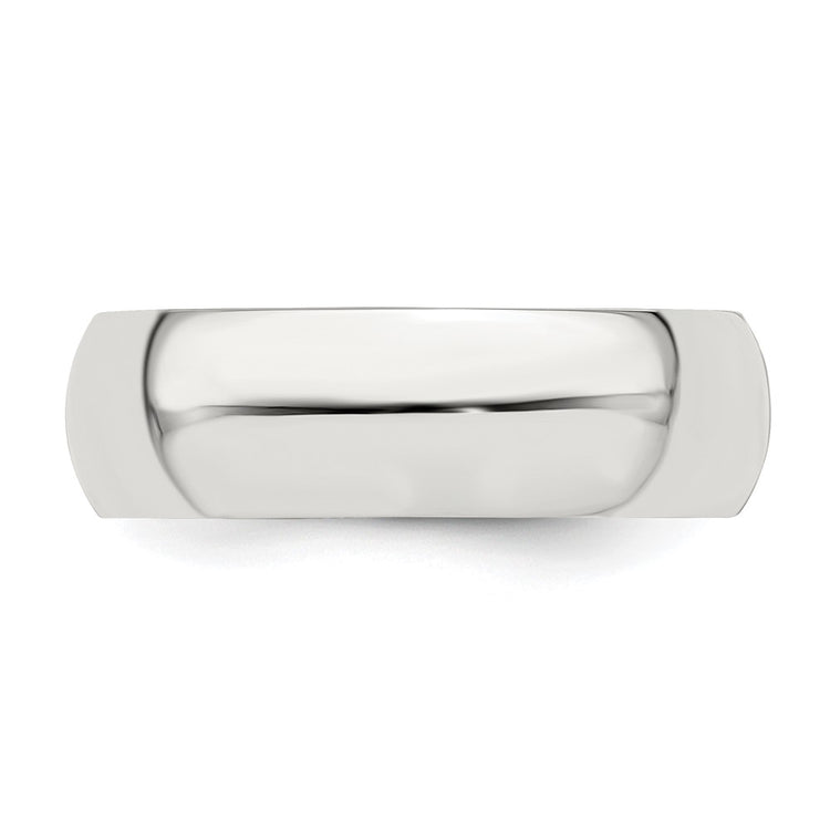 Sterling Silver Rhodium-Plated 6MM Half-round Wedding Band Ring