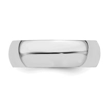 Sterling Silver Rhodium-plated 6mm Half-Round