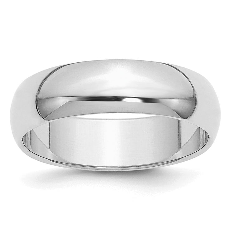 Sterling Silver Rhodium-plated 6mm Half-Round