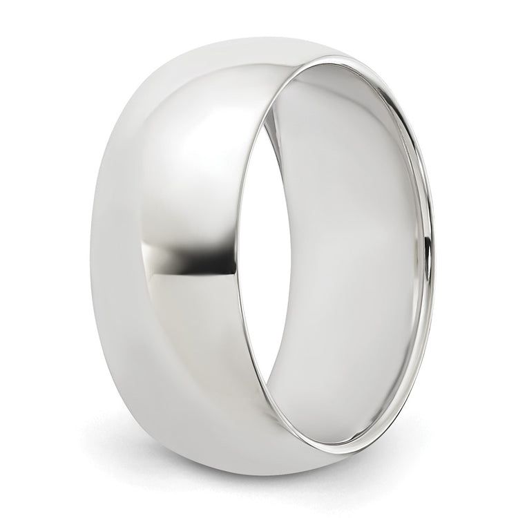 Sterling Silver Rhodium-plated 8mm Half-Round