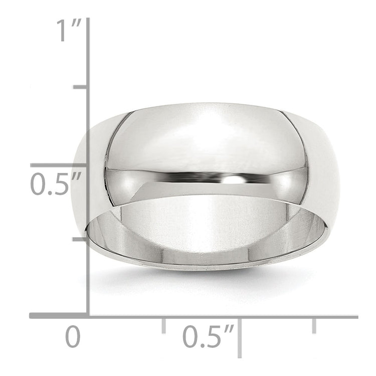 Sterling Silver 8mm Half Round