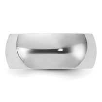 Sterling Silver Rhodium-plated 8mm Half-Round