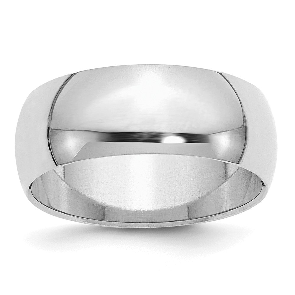 Sterling Silver Rhodium-plated 8mm Half-Round
