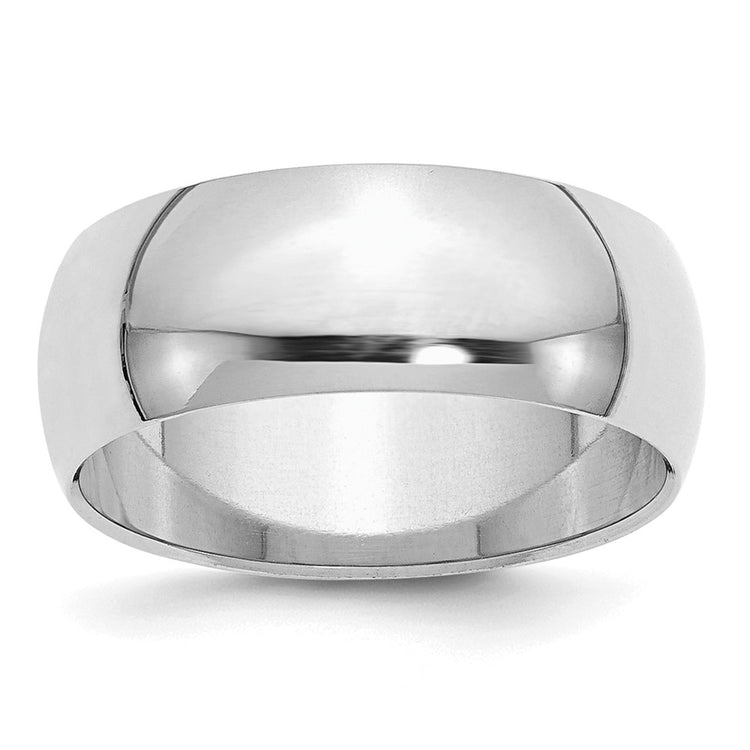 Sterling Silver Rhodium-plated 8mm Half-Round