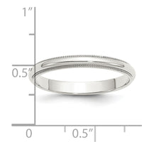 Sterling Silver 3mm Half Round Milgrain