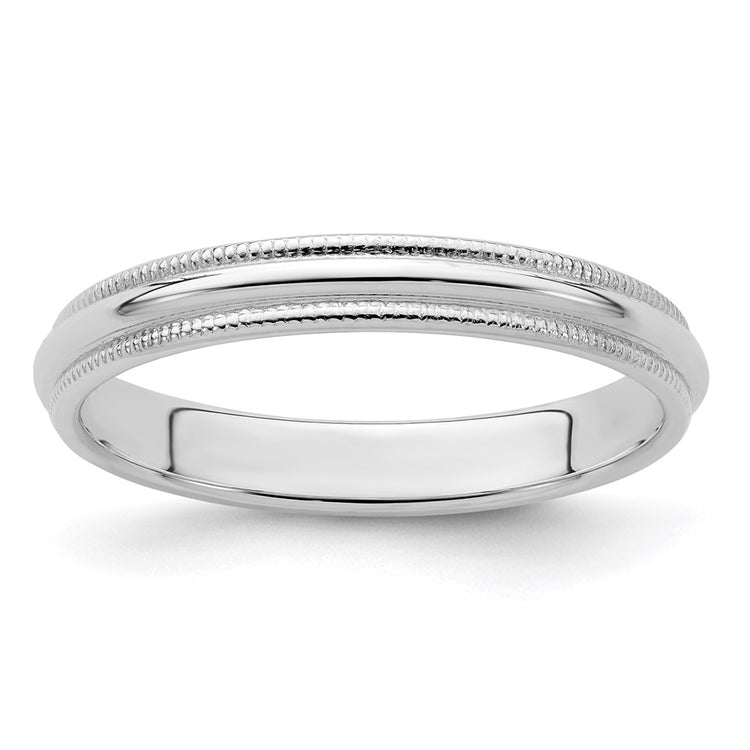 Sterling Silver 3mm Half Round Milgrain