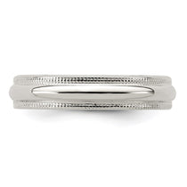 Sterling Silver 4mm Half Round Milgrain