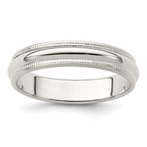 Sterling Silver 4mm Half Round Milgrain