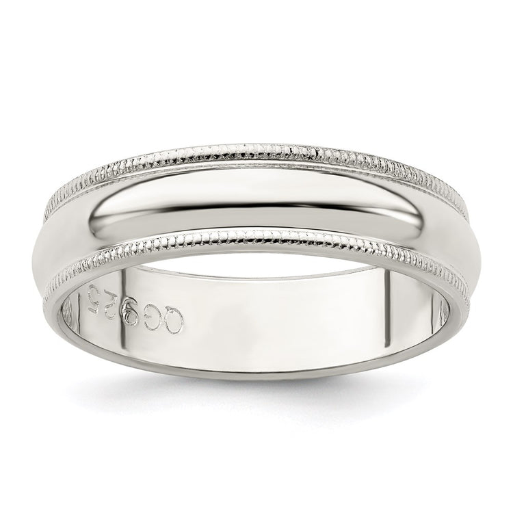 Sterling Silver 5mm Half Round Milgrain